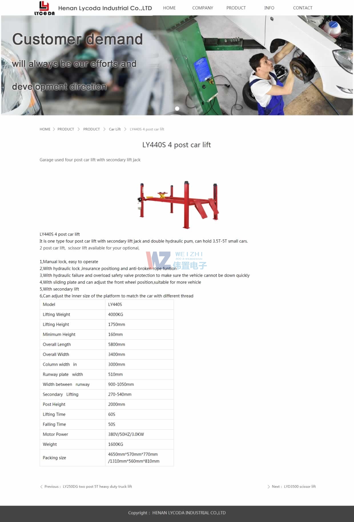 莱客达国际贸易lycoda.com产品展示页网站建设效果